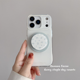 BananaCase韩国ins简约白色磁吸壳适用17pro苹果16promax手机壳iPhone13蓝色小碎花支架14pro防摔15pro保护套