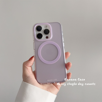 韩国ins简约磨砂透紫色磁吸硬壳