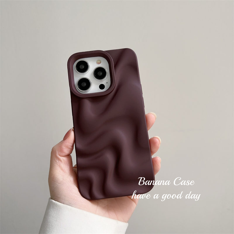 BananaCase高级感复古红棕色立体不规则波浪纹适用15promax苹果14pro手机壳iPhone13磨砂12pro防摔11保护套软
