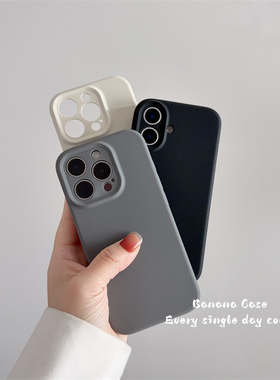 （全包一体拍照按键）韩国ins小众液态冷淡风纯色适用iphone17promax苹果16pro手机壳16plus黑色16防摔保护套