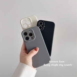 （全包一体拍照按键）韩国ins小众液态冷淡风纯色适用iphone17promax苹果16pro手机壳16plus黑色16防摔保护套