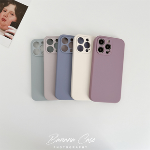 BananaCase小众ins简约纯色适用iPhone14pro液态硅胶手机壳13promax苹果15pro全包镜头11 12pro保护套