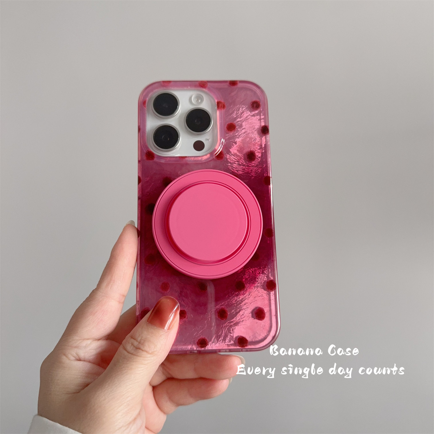 BananaCase韩国ins小众辣妹树莓红晕染波点锡纸纹适用iPhone16苹果15promax手机壳17pro圆形支架13保护套14硬,3C数码配件,手机保护套/壳,淘宝优惠券,粉丝福利购,淘宝优惠卷