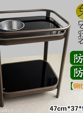 包邮防水防烫钢化玻璃麻将机小茶几桌烟缸棋牌室茶楼茶水架台边几