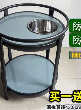 包邮防水防烫钢化玻璃麻将机小茶几桌烟缸棋牌室茶楼茶水架台边几