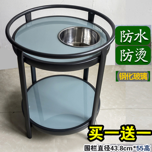包邮防水防烫钢化玻璃麻将机小茶几桌烟缸棋牌室茶楼茶水架台边几
