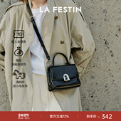 拉菲斯汀塌塌手提包包女2026新款 新年礼物 黑色斜挎包凯莉包