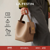 古力娜扎同款 拉菲斯汀福桶包包女轻奢斜挎菜篮子包手提水桶包