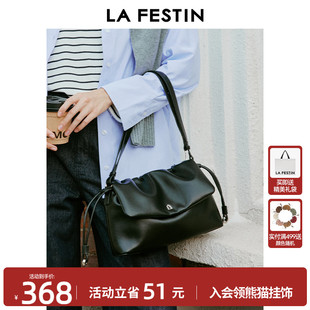 2025新款 拉菲斯汀夏天包包女式 黑色真皮女包单肩斜挎包通勤托特包