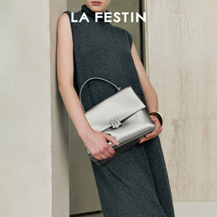 拉菲斯汀银色塌塌包包女2026新款秋冬小众斜挎手提包大容量凯莉包