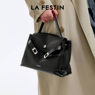 拉菲斯汀头层牛皮抱抱手提包包女2025新款高级感斜挎包手提凯莉包