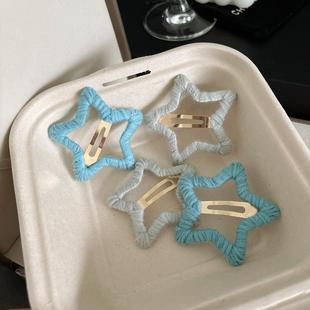毛线五角星星发夹侧边夹碎发刘海夹子bb夹头饰秋冬发饰女