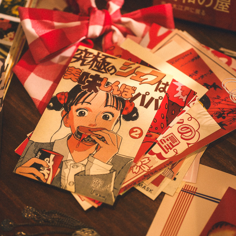 纸先生明信片旧时海报复古创意日系卡通墙贴装饰素材贺卡片30张入