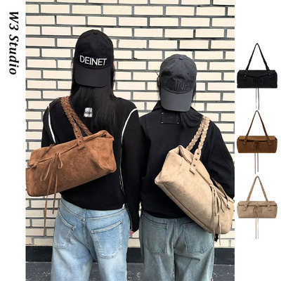 2025新款秋冬新款deinet包包t美式复古麻花辫铆钉设计单肩包挎包