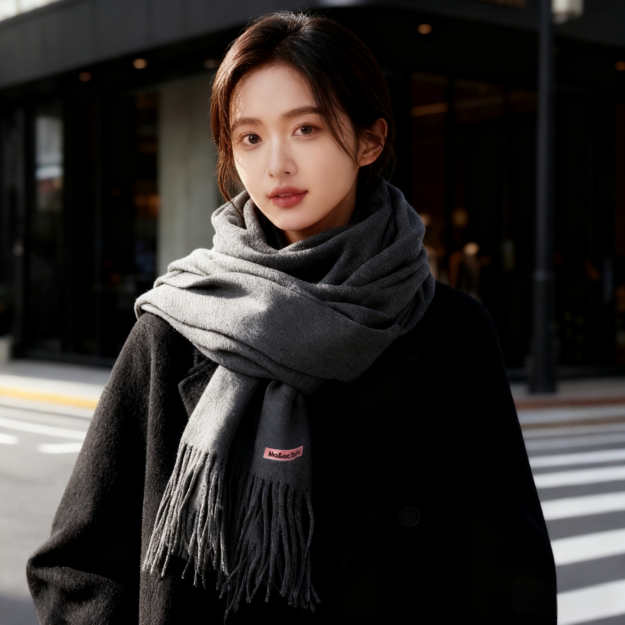 可定制2025新款围巾女秋冬季纯色韩系百搭仿羊绒保暖围脖披肩送礼