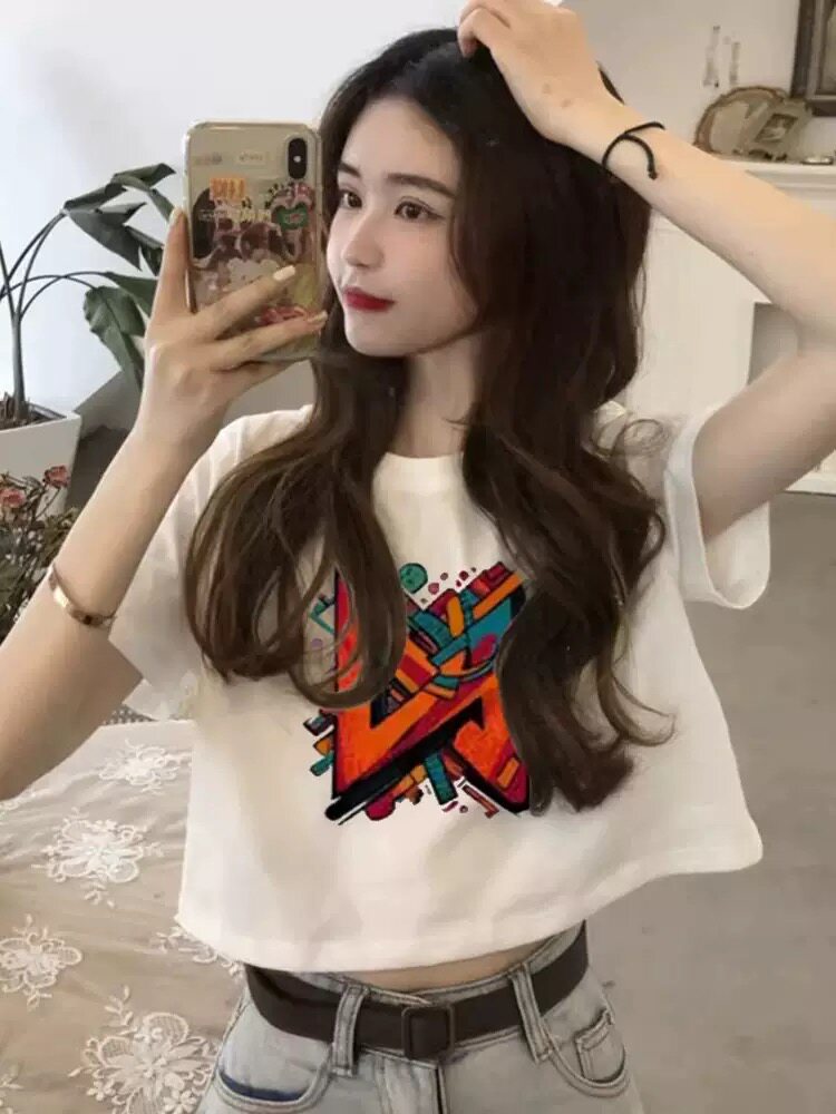 露脐ins夏季新款闺蜜潮流装上T恤