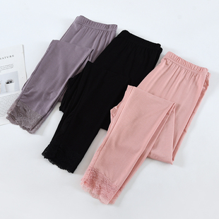 单件薄款 打底保暖裤 内穿修身 衬裤 蕾丝花边线裤 秋冬女士莫代尔秋裤