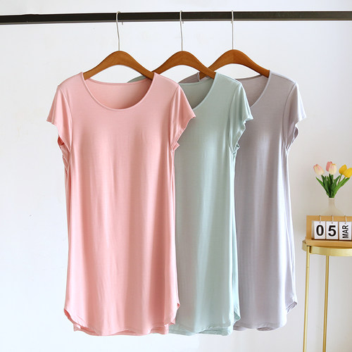 凉感莫代尔带胸垫睡裙