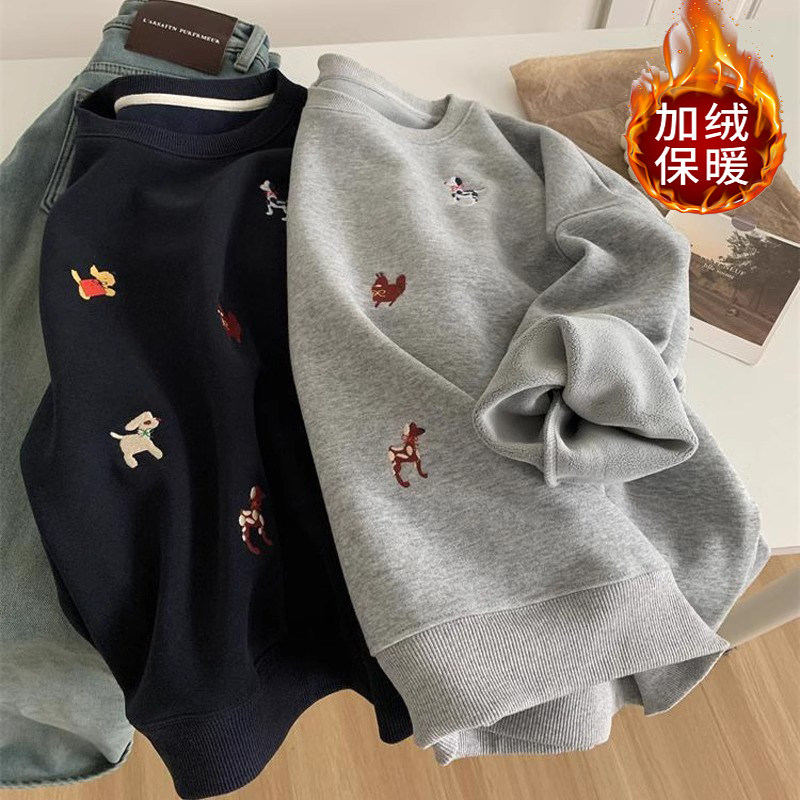 秋冬加绒哺乳卫衣宽松喂奶服