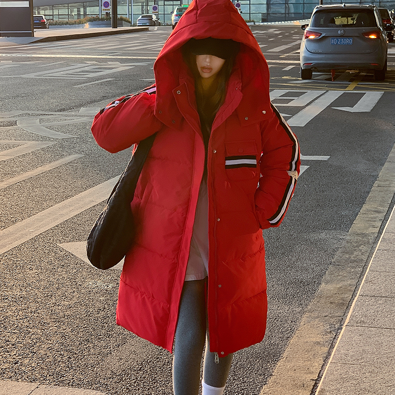 冬季加厚过膝中长款棉服女款外套