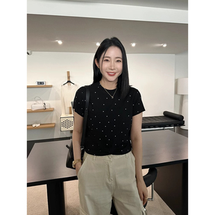 清仓韩系甜美波点正肩短袖T恤夏季宽松百搭显瘦小衫上衣女8137