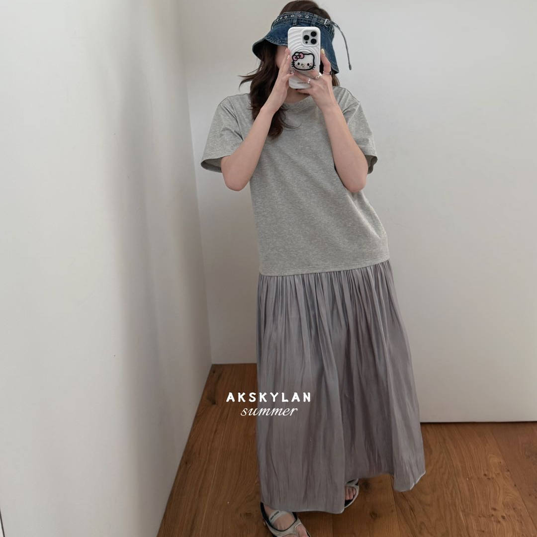 清仓现货淑女风棉感拼接T恤裙
