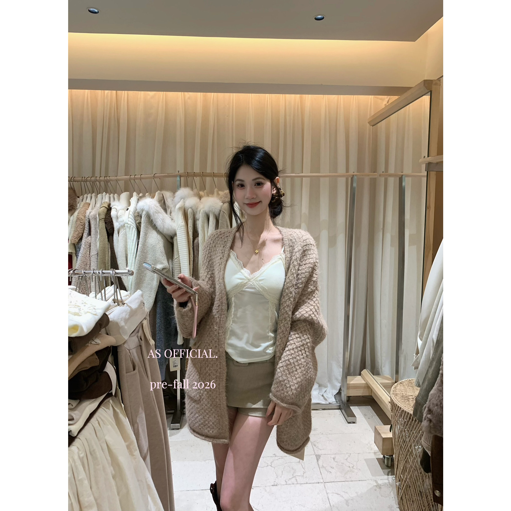 甜美菠萝纹保暖毛衣针织开衫