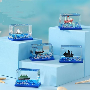 小红书同款友谊的小船翻船钥匙扣创意流沙海盗船情侣闺蜜挂件
