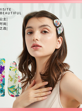 Liberty潮流方形百搭公主按夹宽边时尚精致BB夹发夹碎花