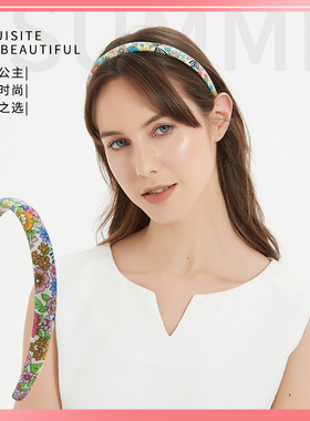 Liberty新款菊花玫瑰花立体碎花海棉加厚发箍夹欧美流行头箍发饰