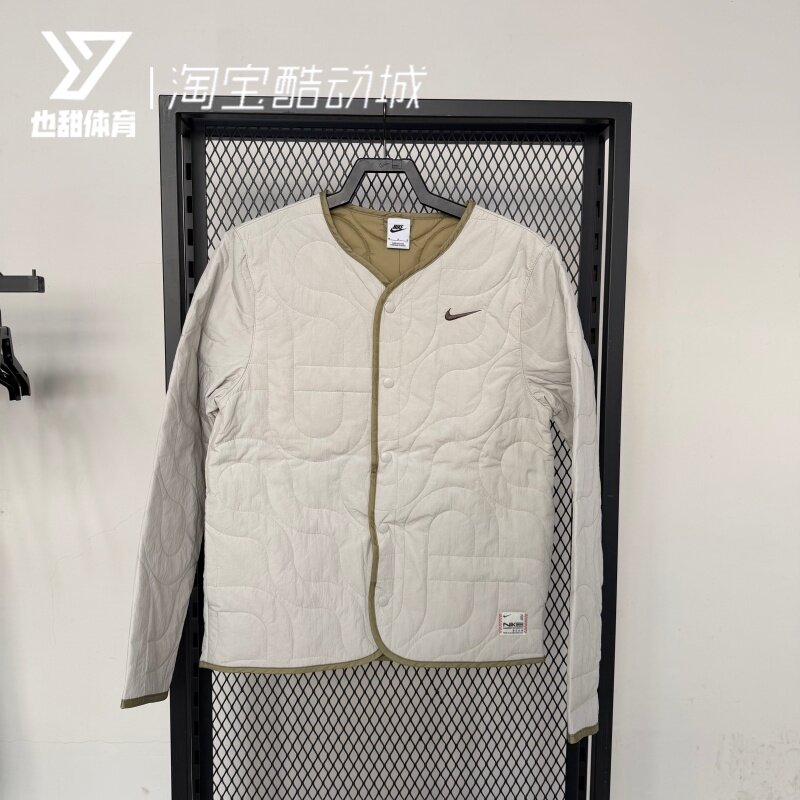 Nike耐克男子无领刺绣logo薄款宽松棉服夹克外套 HV8204-072