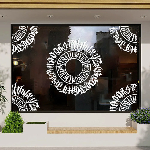 纹身店玻璃门贴纸创意刺青个性纹身纹绣装饰门贴背景墙广告定制