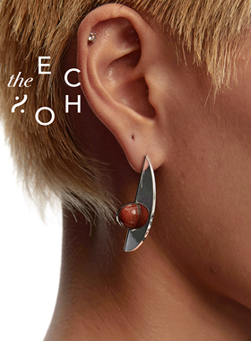 「木兰」天然的红石耳环cleanfit首饰极简 设计师推荐theECHO唤应