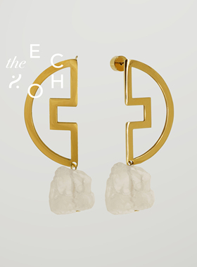 theECHO唤应「钱币」白水晶 幸运符 财运 新年礼物 秋冬耳环 女