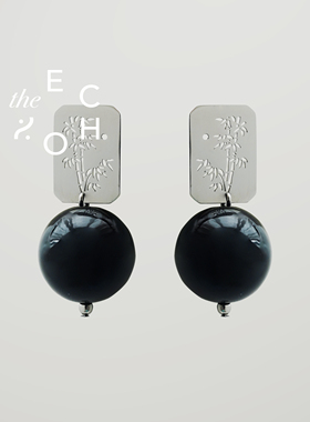 theECHO唤应「竹月」黑玛瑙银 2024 东方美学 新中式 耳环 女