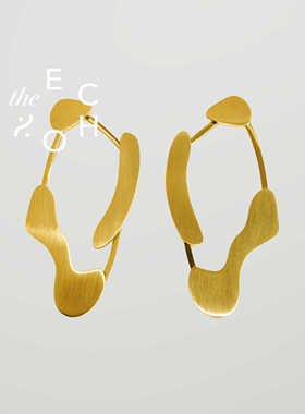 theECHO唤应「若水」金色 几何 不规则耳环 2024秋冬新款 防过敏