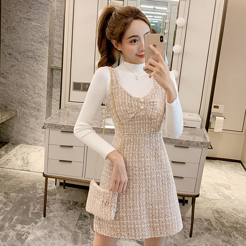 秋冬季港风复古小香风网红吊带套装裙子毛呢小个子连衣裙两件套女,女装/女士精品,时尚套装,淘宝优惠券,粉丝福利购,淘宝优惠卷