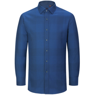 【商场同款】乔治白秋冬男士长袖衬衫休闲修身含绵羊毛毛料衬衣