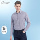 Giuseppe乔治白春秋男长袖 衬衫 方领蓝红格竹纤维休闲绅士衬衣潮
