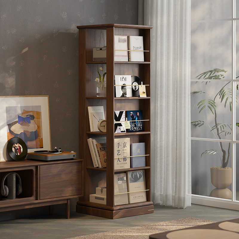 实木书架书柜家用客厅带门旋转展示柜黑胡桃木多层收纳落地置物架,住宅家具,单个书柜,淘宝优惠券,粉丝福利购,淘宝优惠卷