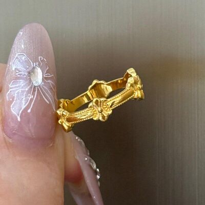 不掉色24真金复古新中式亮金色