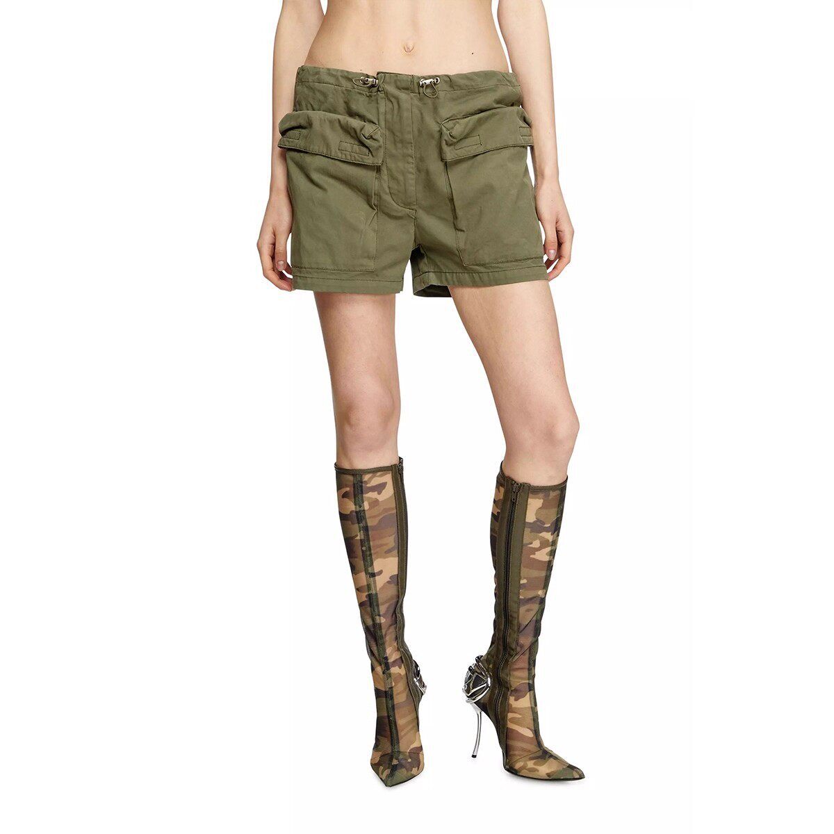 D意大利街头运动潮牌女装欧美女士水洗做旧工装休闲短裤出口小众