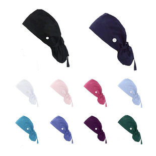 可调节手术帽男女通用工作帽系带包头巾帽多色可选松紧帽