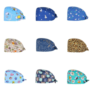 手术帽女纯棉护士可爱医生帽男松紧款印花薄款外科手术室葫芦帽子