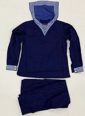 库存老货水冰服的确良套装夏季水手服蓝色演出服收藏怀旧