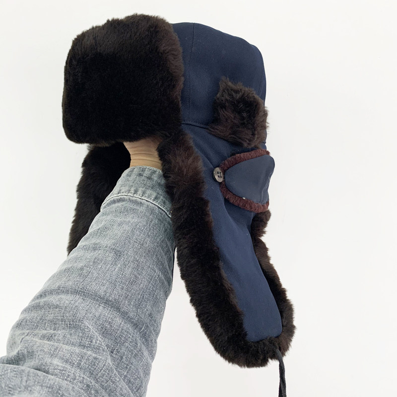 中老年雷锋帽男冬款加厚保暖爸爸护耳鼻棉帽子户外防寒劳保工作帽