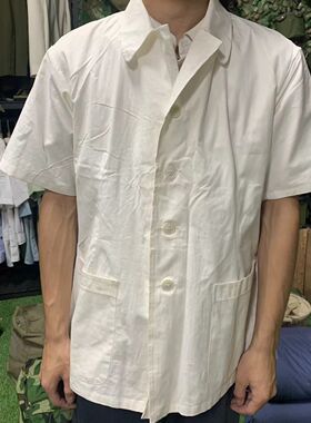 厨师夏季衬衫薄款女士短袖透气男女白色厨房食堂食品厂工作服衬衣