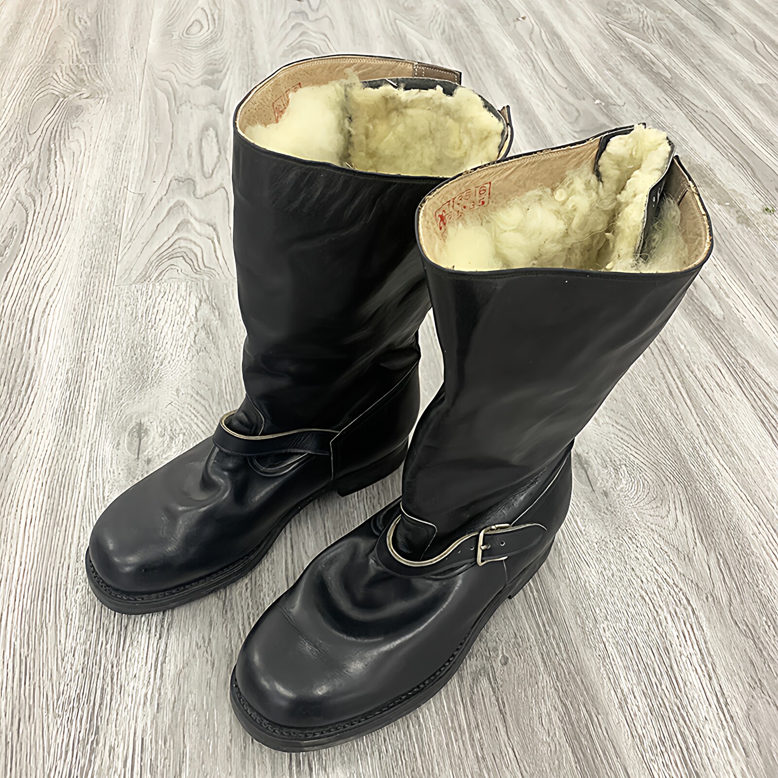 牛货羊毛秋中筒冬季飞行靴 男寒区59冬飞毛皮靴高筒真牛皮保暖鞋