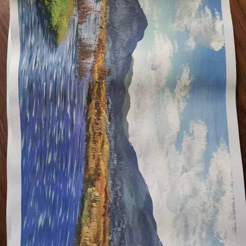 水粉洱海风景色彩静物手绘素描丙烯代画彩铅风景画油画代画手绘