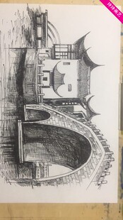 素描风景画代画素描风景画 素描风景画现货成品定做大小包邮